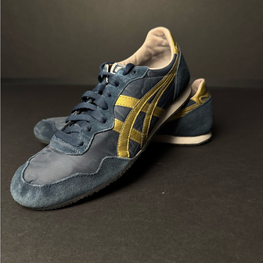 Onitsuka Tiger Serrano by ASICS Blue Navy Gold Men’s Sneaker Size 9